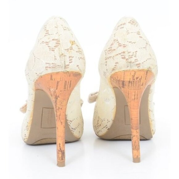 Christian Siriano Lace Peep Toe Cork Stiletto Heels Platform Women's 8.5B Sexy - Picture 2 of 11